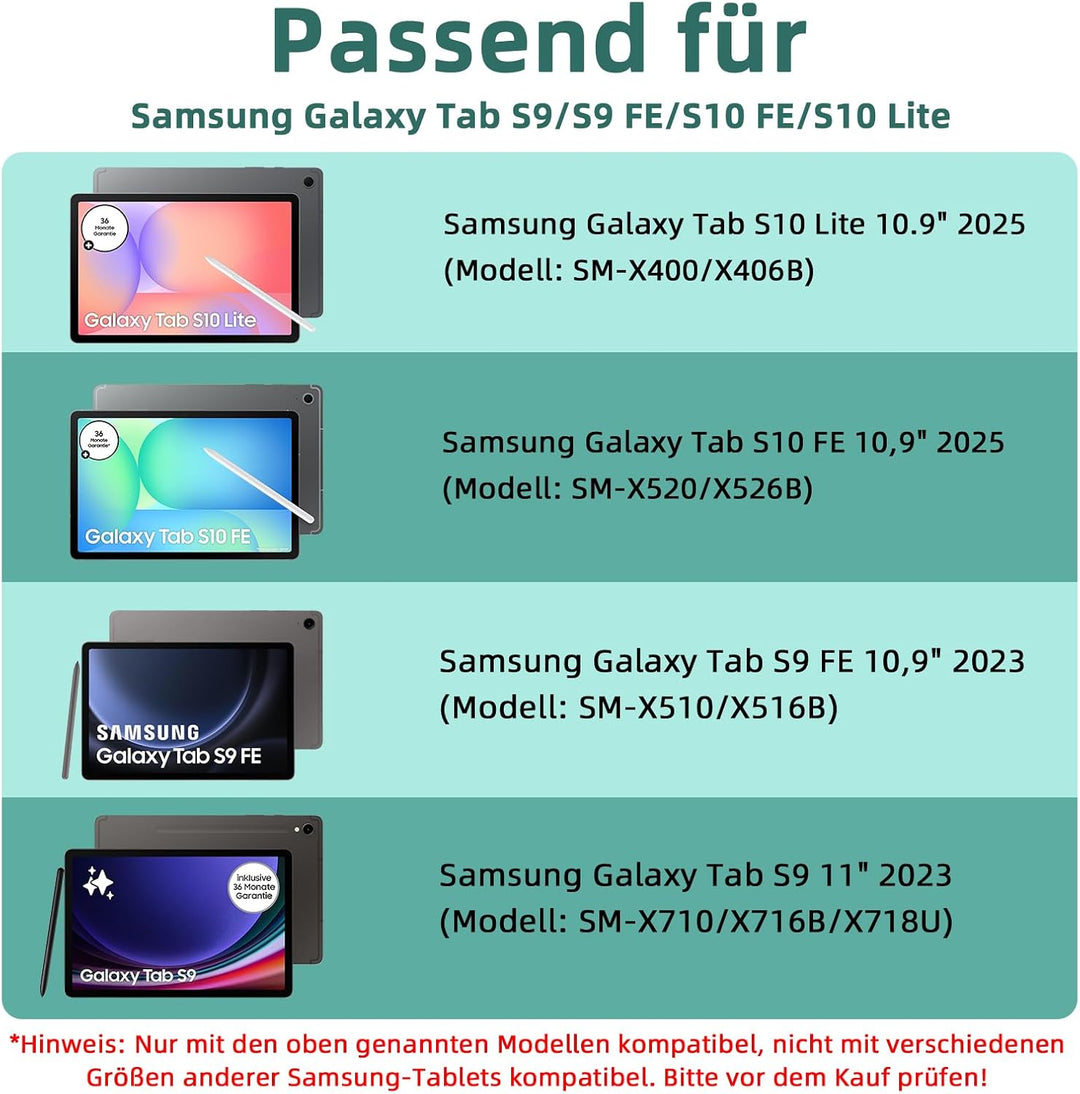 Bettdow für Samsung Galaxy Tab S10 Lite/S10 FE 10.9" 2025 Tastatur Hülle, Deutsch QWERTZ Layout Abne