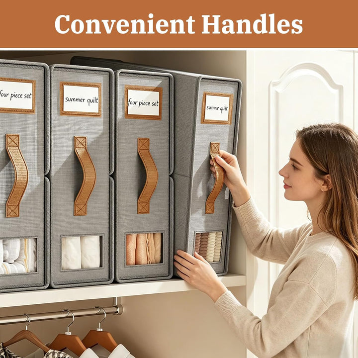 8 Stück Bettwäsche Organizer, Kleiderschrank Organizer mit Griff, Bettlaken Halterung für Bettwäsche