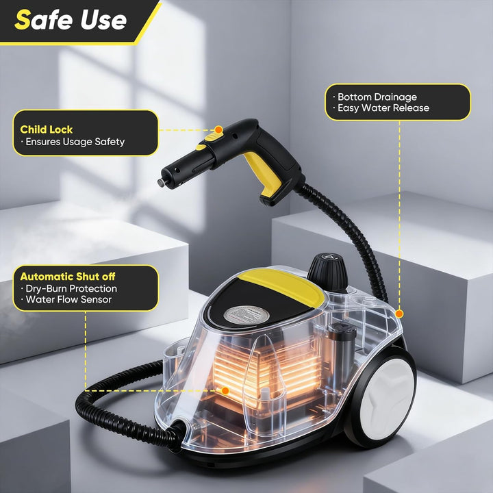 Dampfreiniger,2100W Dampfreiniger Handgerät，Schnelles Aufwärmen auf 320°F Hochtemperatu,2.1L Wassert