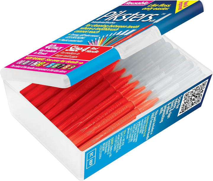 Pikster Interdental Brushes (40 Pack, Size 4 (Red)) 40 Pack Size 4 (Red), 40 Pack Size 4 (Red)