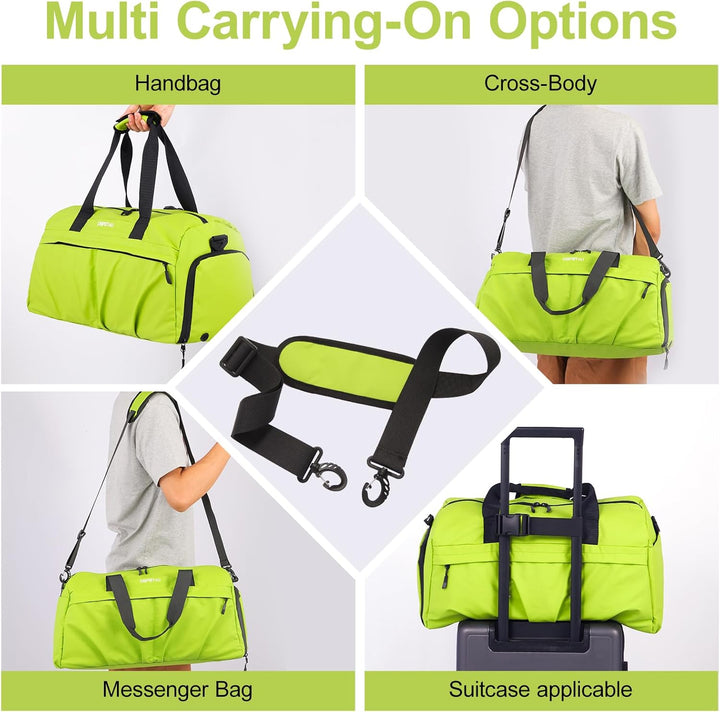 Sporttasche Damen Herren Hartes Material, Reisetasche mit Schuhfach Zwei Belüftungslöchern und Nassf