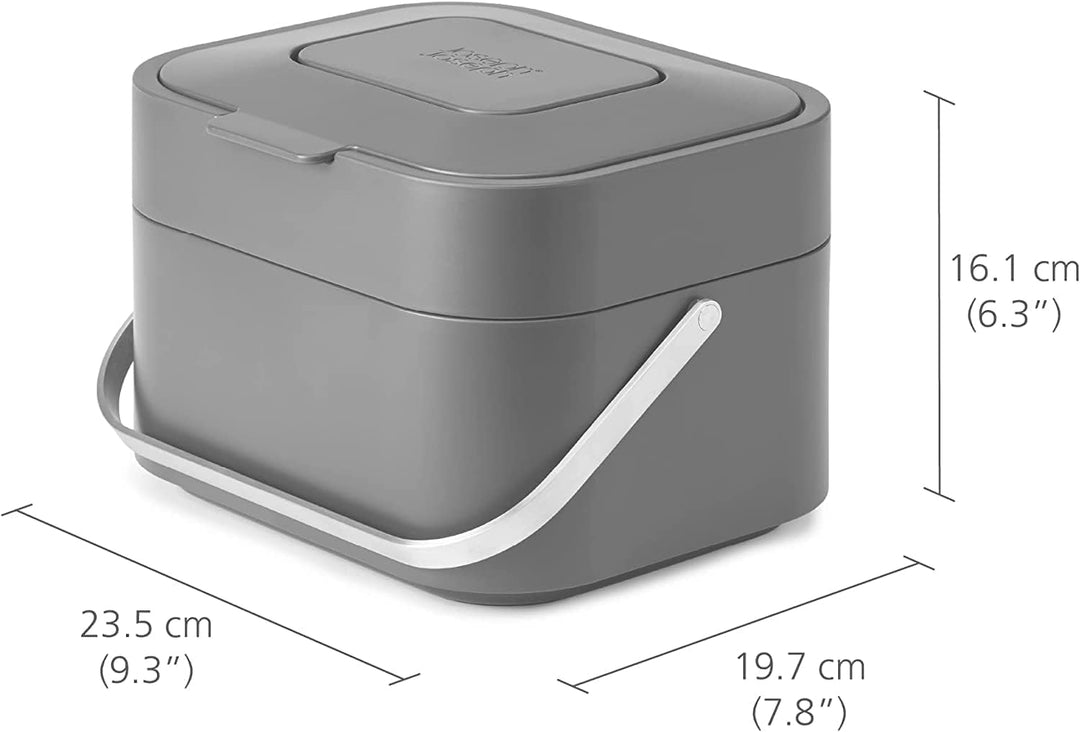 Joseph Joseph Stack 4 - Komposteimer küche, biomülleimer mit Geruchsfilter und deckel, 4 Liter, Stei
