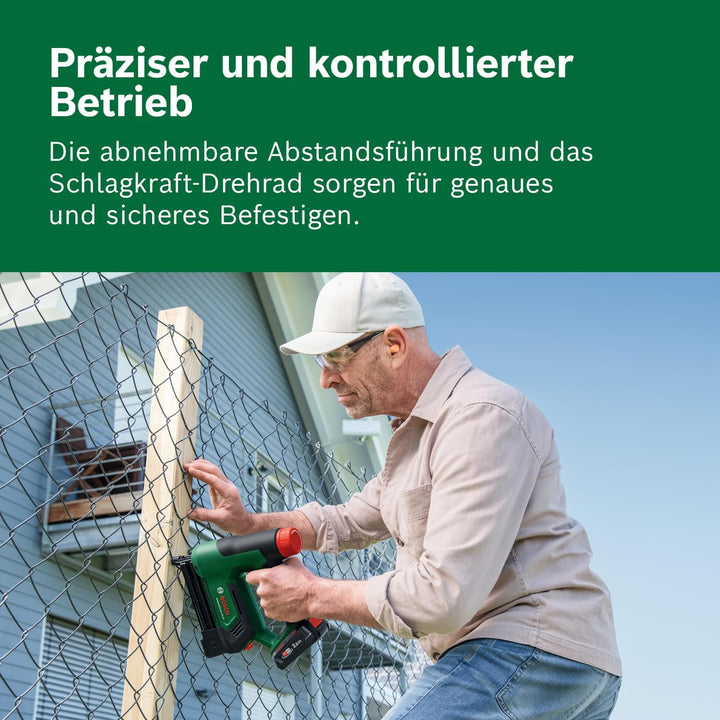 Bosch 18V System Akku-Tacker/Nagler AdvancedTacker 18V-25 (Leistungsstarkes 2-in-1-Klammern und Nage