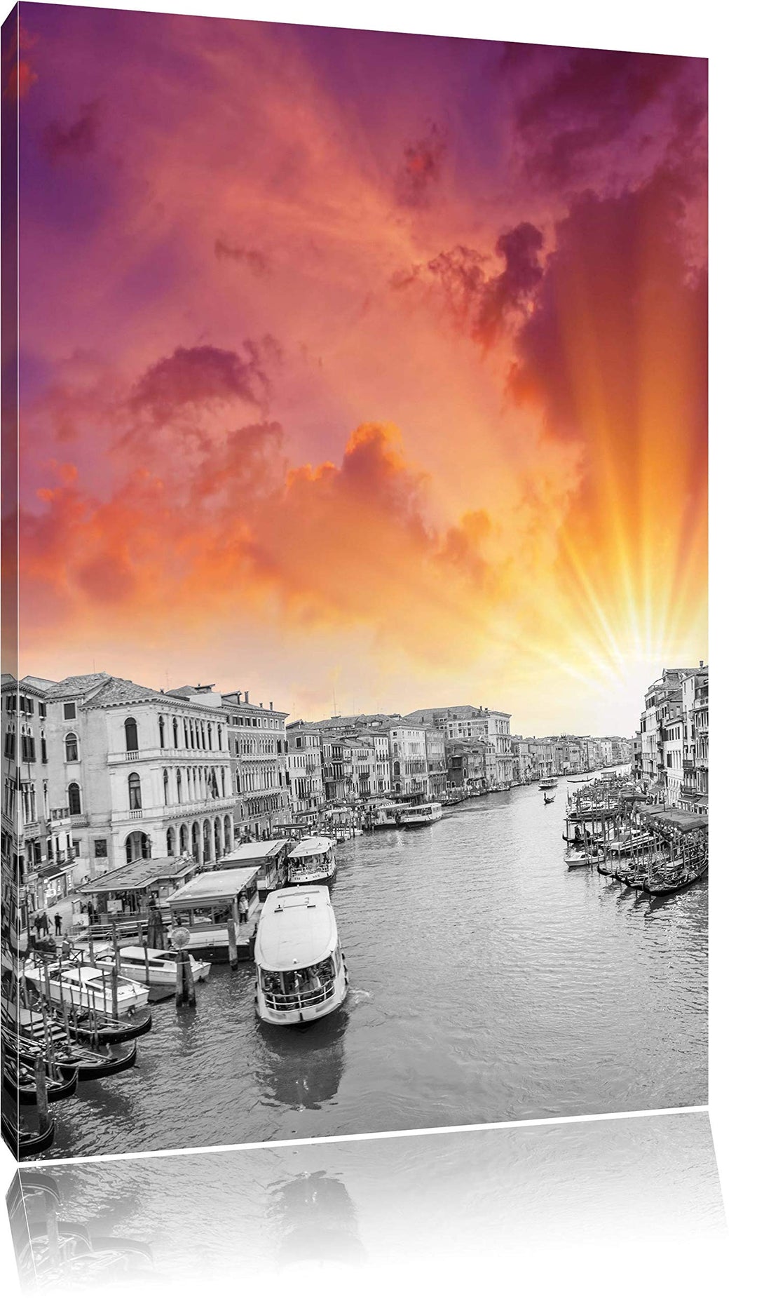 Pixxprint altmodische Wasserstrasse in Venedig als Leinwandbild/Grösse: 120x80 / Wandbild/Kunstdruck