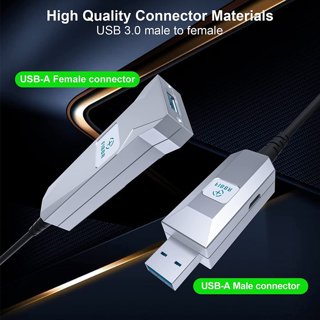 FIBBR USB A Kabel 10M, Ultralanges USB-A auf A Glasfaserkabel, 5Gbps USB A Glasfaserkabel, Verlustfr