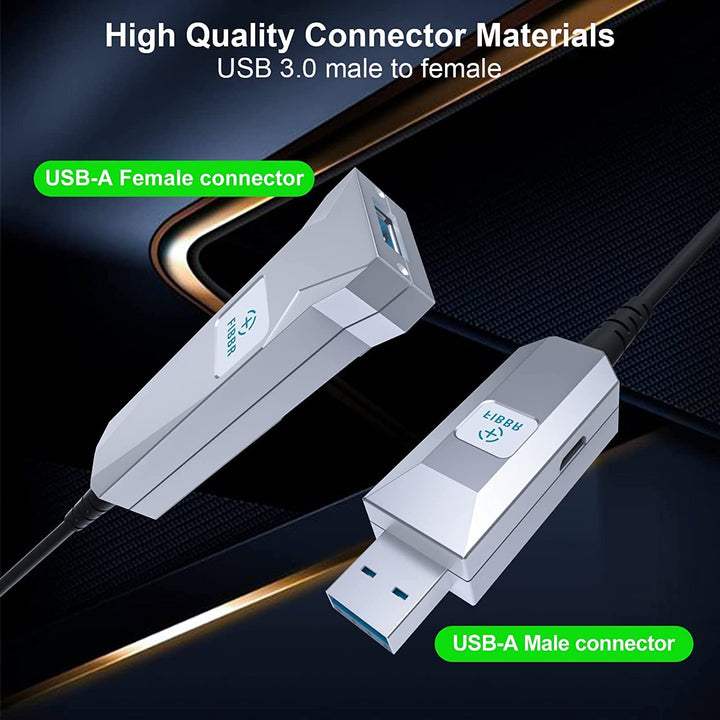 FIBBR USB A Kabel 10M, Ultralanges USB-A auf A Glasfaserkabel, 5Gbps USB A Glasfaserkabel, Verlustfr