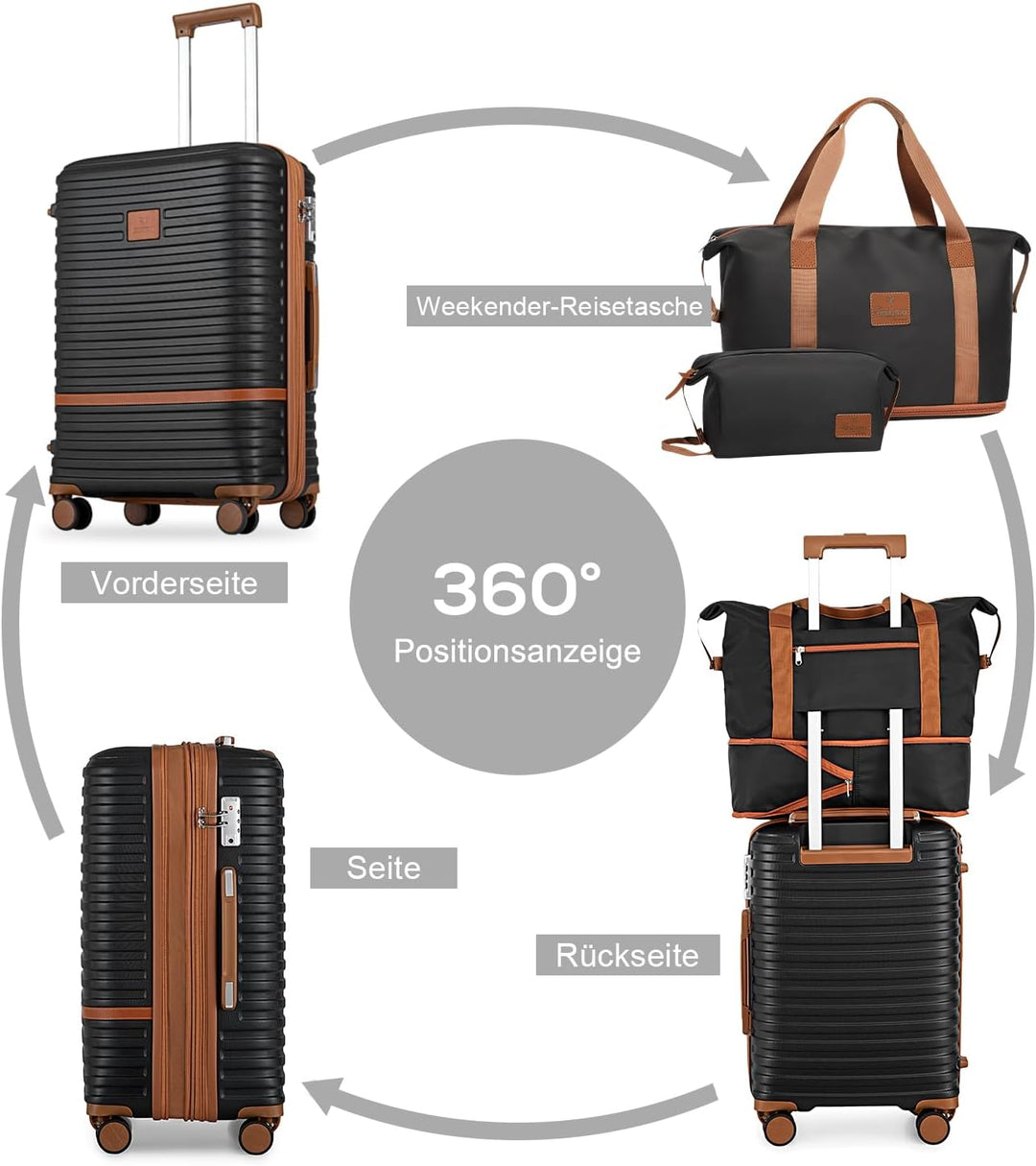 Joyway Kofferset Reisekoffer Set 6tlg Hartschale mit Beautycase Kosmetikkoffe mit 4 Rollen und TSA-S