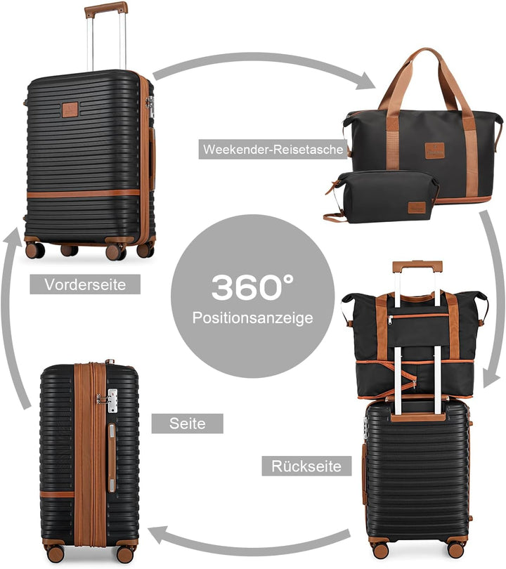 Joyway Kofferset Reisekoffer Set 6tlg Hartschale mit Beautycase Kosmetikkoffe mit 4 Rollen und TSA-S