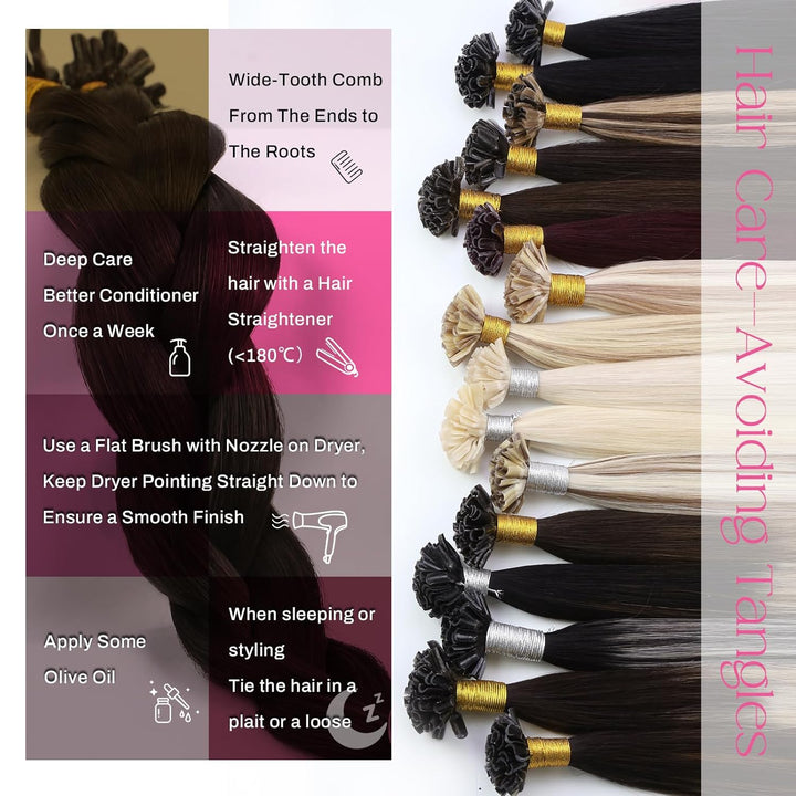 Moresoo Bondings Echthaar Extensions Braun Pre Bonded Bonding Extensions Echthaar Keratin Remy U Tip
