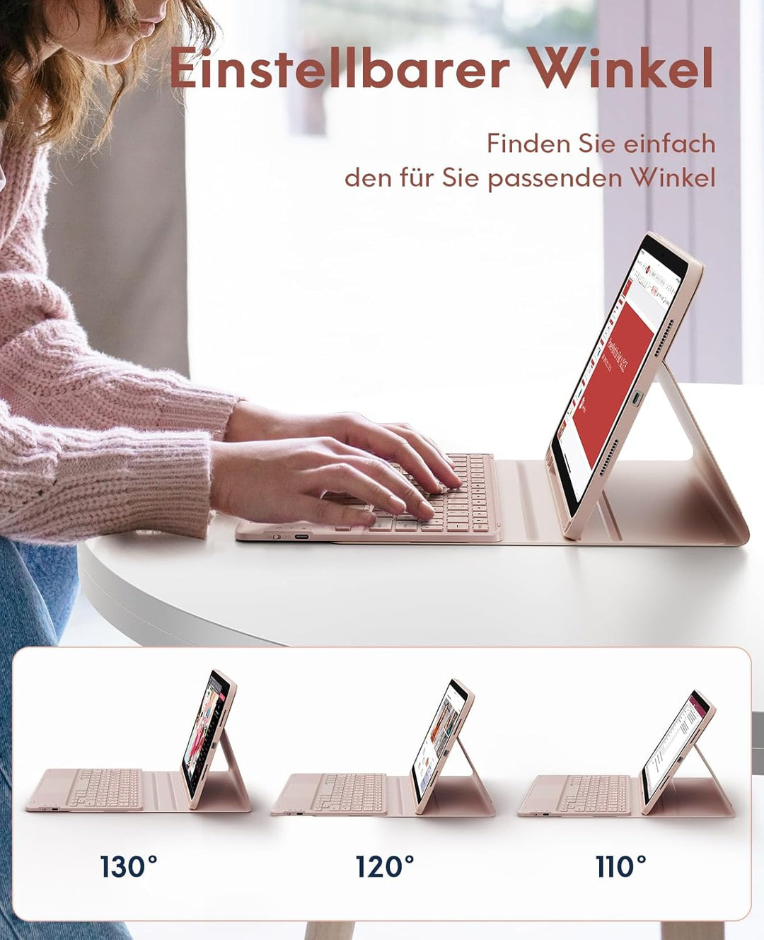 CHESONA Hülle mit Tastatur für iPad 10 Generation/11 Generation A16 2025, 7 Farben Beleuchtung, Mult