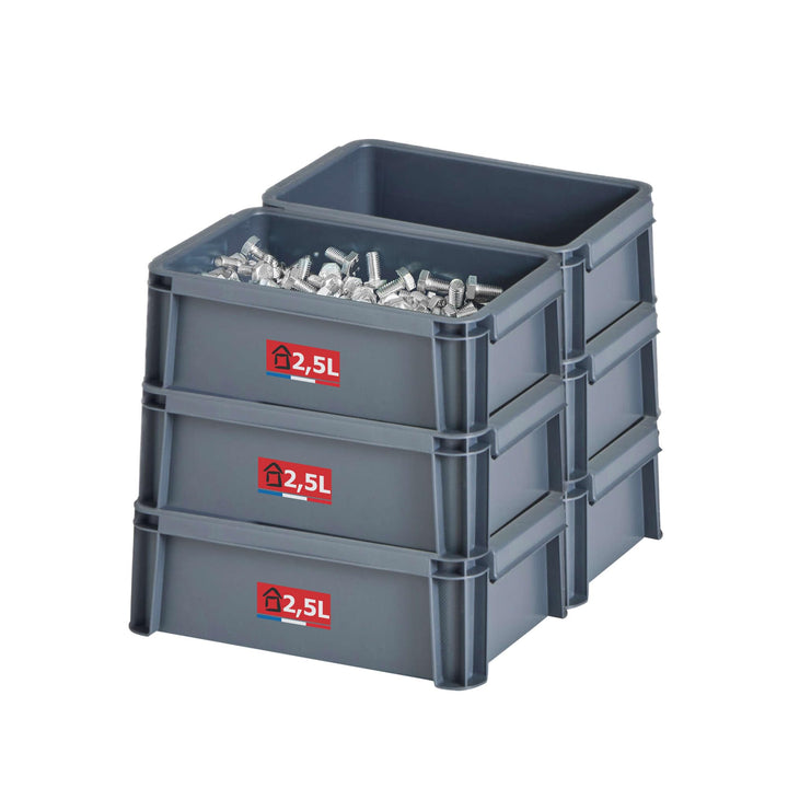 SUNDIS Master Box, 6er-set Aufbewahrungsboxen 2,5L, aus recyceltem Kunststoff, robust und verstärkt,