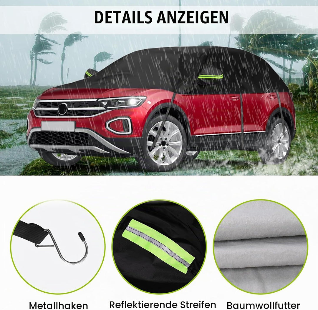 Universelle Halbgarage für SUV-Modell 361X150X54cm, Autoabdeckung Wasserdicht Ersatz für VW Tiguan S