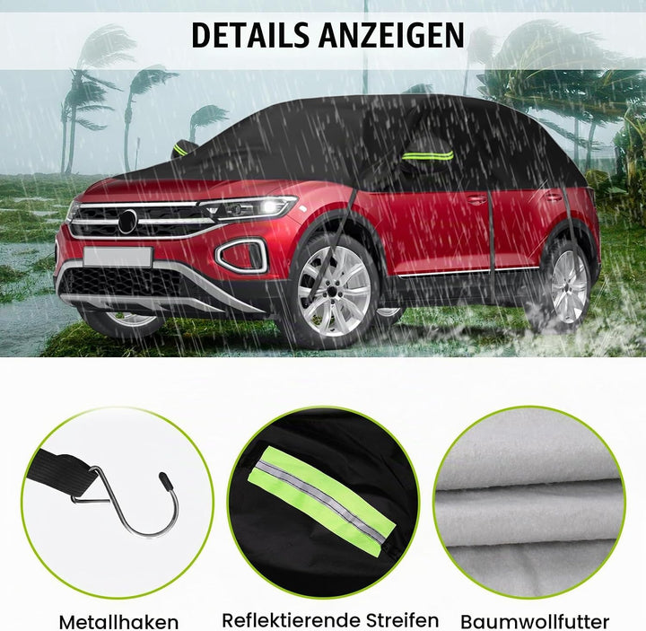 Universelle Halbgarage für SUV-Modell 361X150X54cm, Autoabdeckung Wasserdicht Ersatz für VW Tiguan S