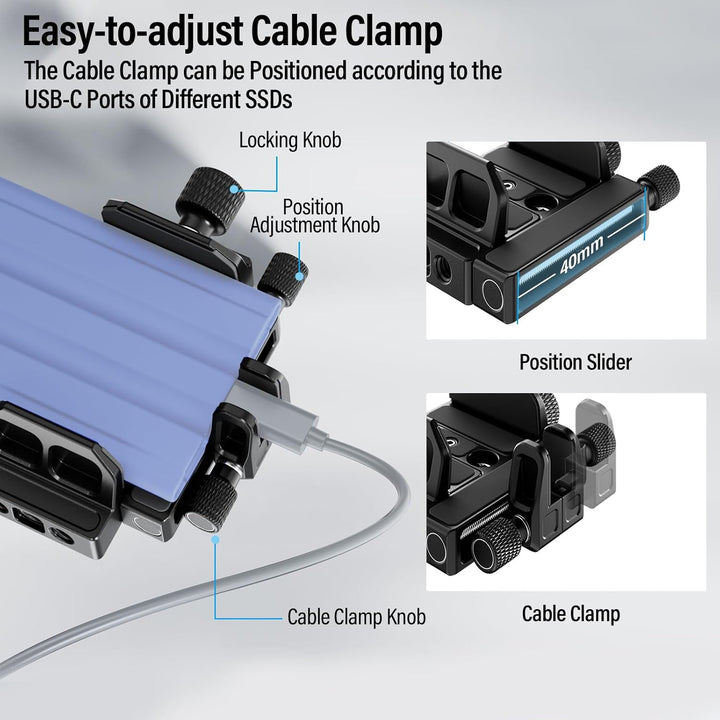 SIRUI Montagehalterung SSD Mount Bracket, Universeller SSD-Halter mit Kaltverschluss und USB-C-Kabel