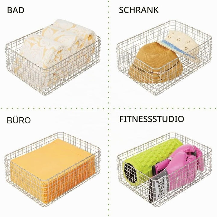 mDesign 6er-Set Allzweckkorb aus Metall – Aufbewahrungskorb für Küche, Vorratskammer etc. – kompakte