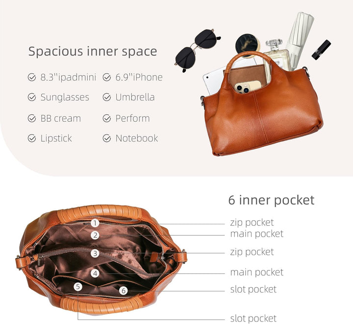 Iswee Geldbörsen und Handtaschen aus echtem Leder für Damen, Schultertasche, Tragegriff, Umhängetasc
