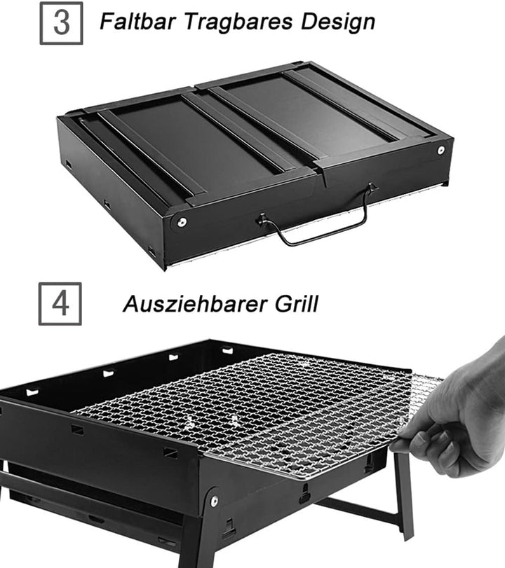 ROIMOE Holzkohlegrills Grill BBQ Portable, Tischgrill Campinggrill Picknickgrill, Abnehmbare BBQ Gri