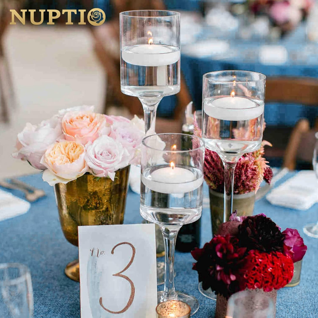 NUPTIO 1 Set Glaskerzenhalter für Stumpenkerze & Schwimmkerzen, Glas-Teelicht-Kerzenhalter Klare Tis