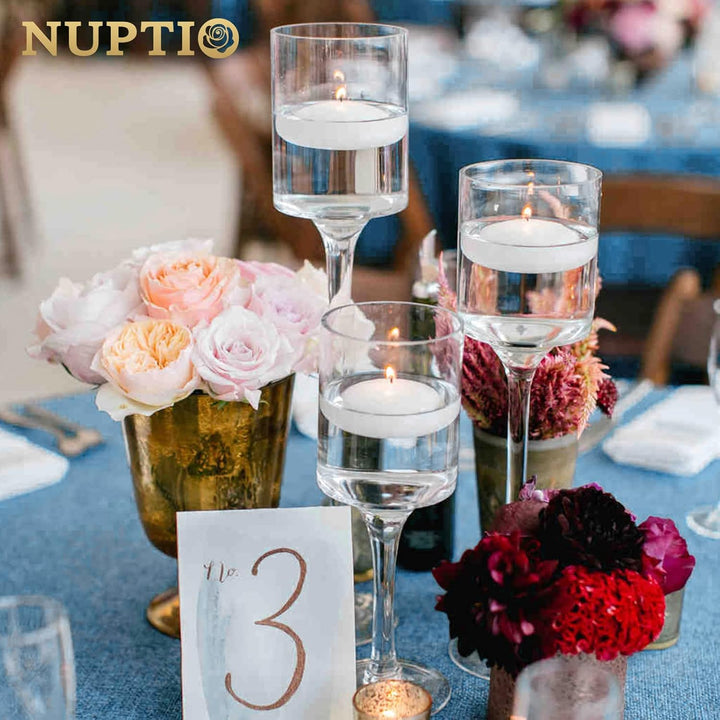 NUPTIO 1 Set Glaskerzenhalter für Stumpenkerze & Schwimmkerzen, Glas-Teelicht-Kerzenhalter Klare Tis
