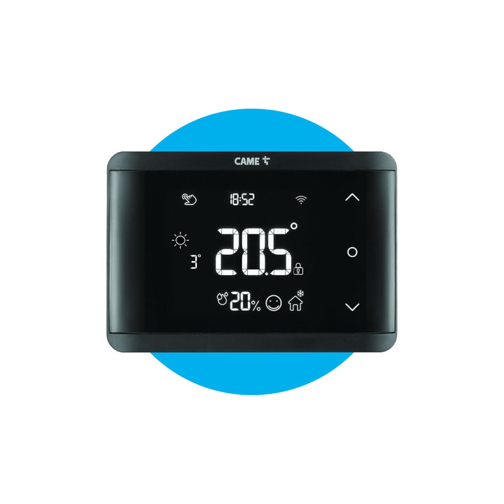 CAME TH/750 BK WLAN, 845AA-0150, smartes Thermostat für Heizung- und Klimaanlage, Steuerung über Tou