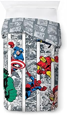 Jay Franco Marvel Comics Comic Cool 100% Baumwolle Kinderbettwäsche-Set 135x200 cm Einzelbettgrösse