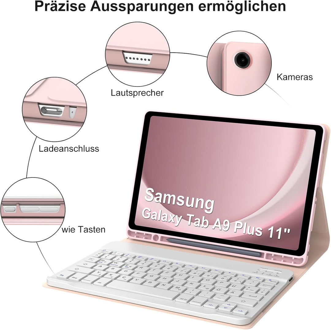 IVEOPPE Tastatur Hülle für Samsung Galaxy Tab А9 Plus 11 Zoll, [QWERTZ Deutsches], Bluetooth Abnehmb