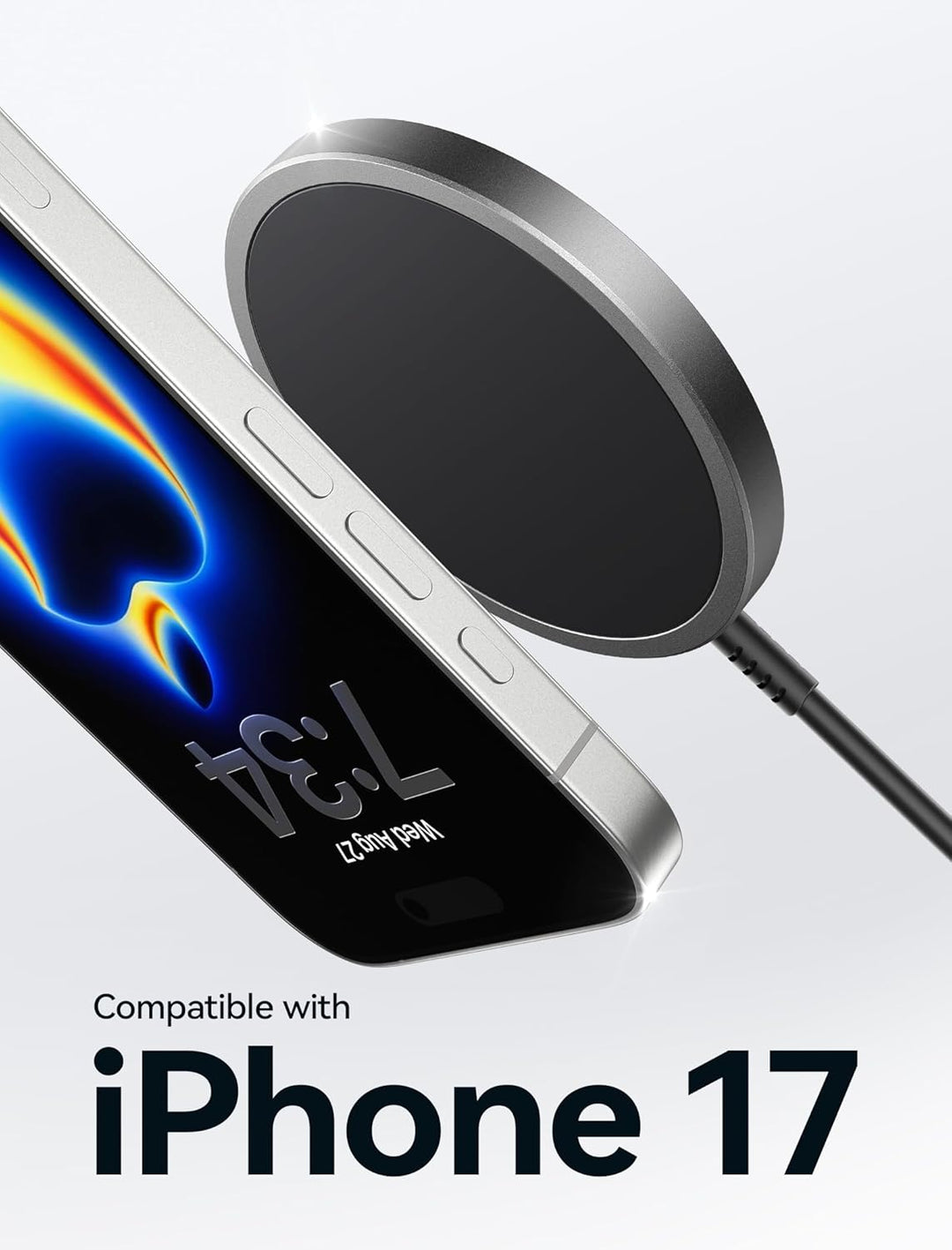 JSAUX 15W Mag-Safe Ladegerät Magnetisches Kabelloses Wireless Charger Pad Induktive Ladestation Komp