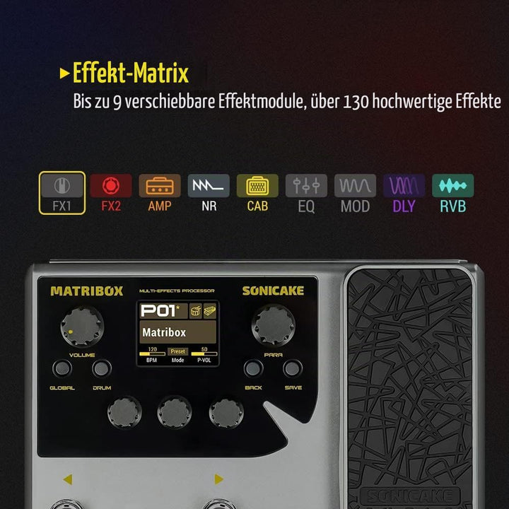 SONICAKE Gitarren Effektpedal Multi-Effekte Prozessor mit Expression Pedal 140 integrierte Effekte 1