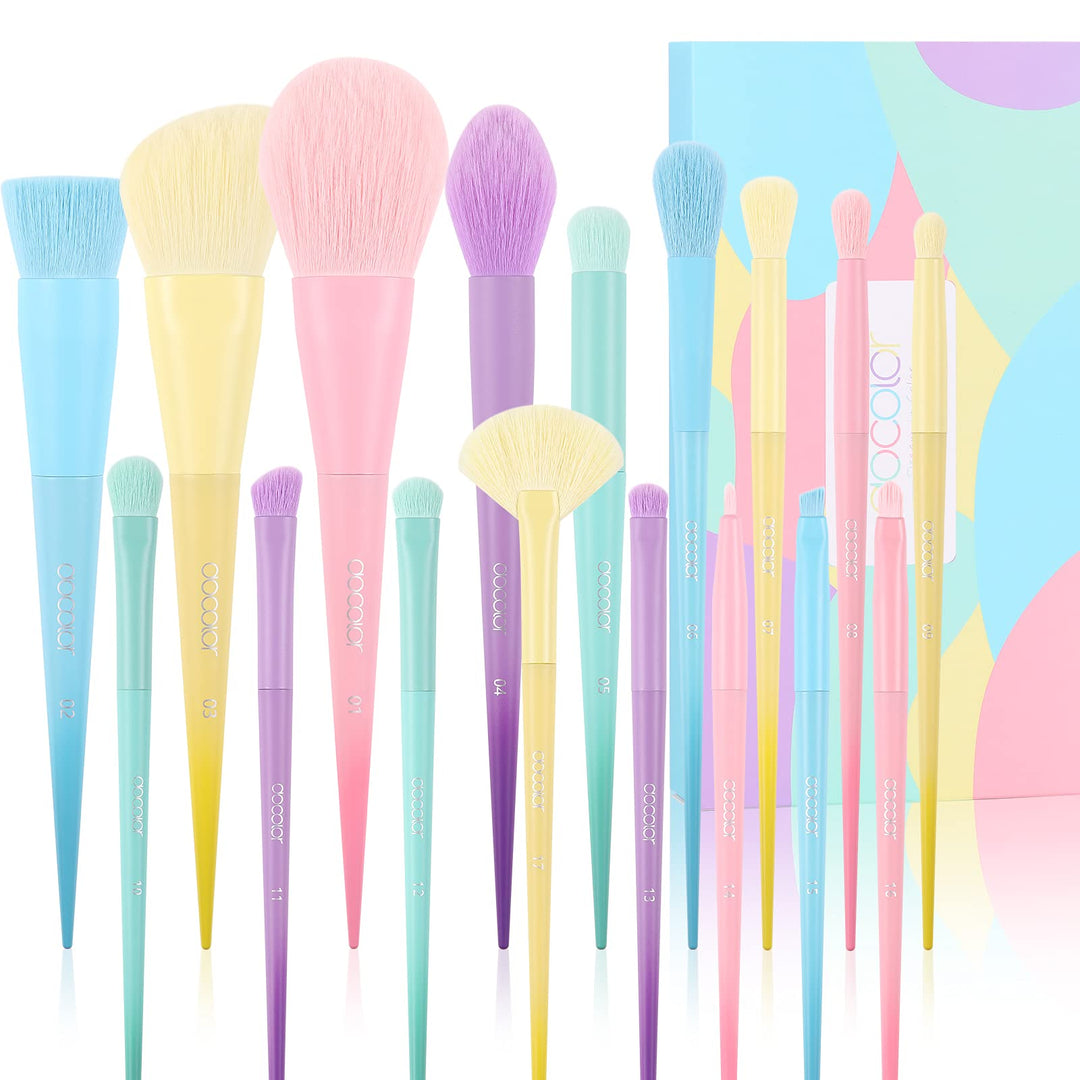 Pinselset Makeup Docolor 17 Stück Make up Pinsel Set Rosa Schminkpinsel Set Enthält Lidschattenpinse