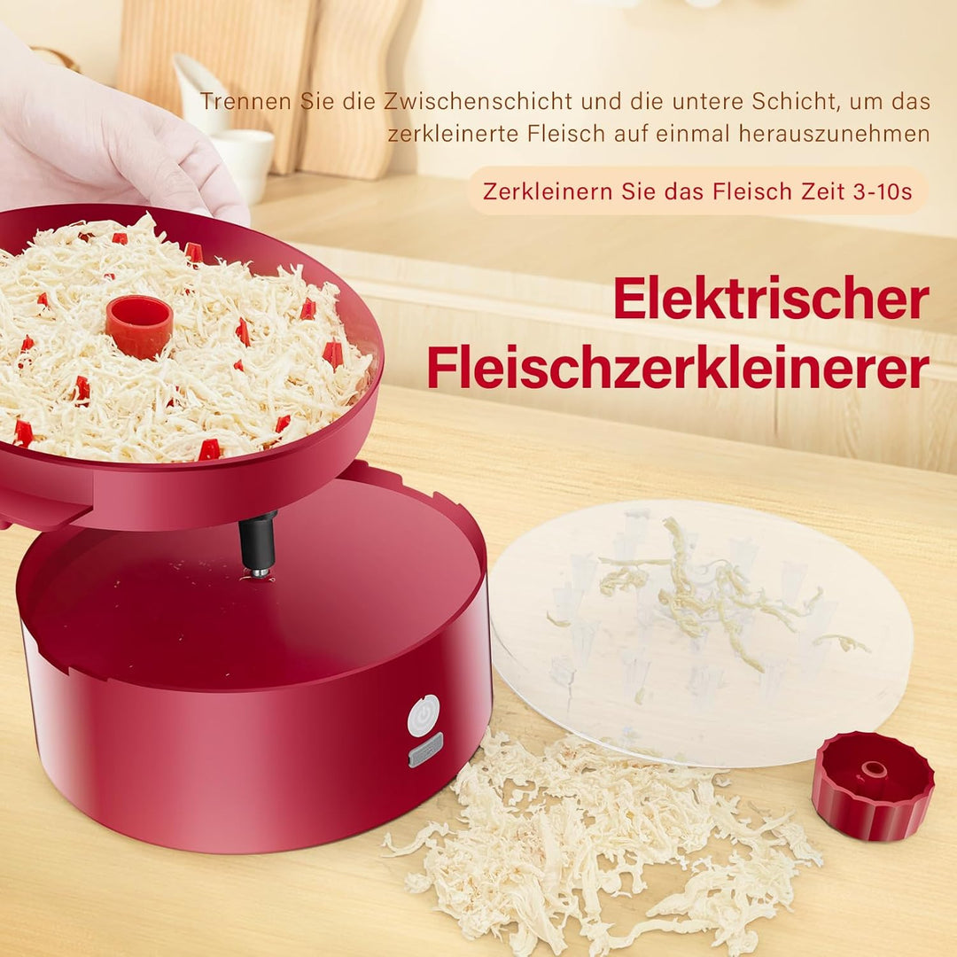 Automatischer Elektrischer Hähnchen-Zerkleinerer|Typ-C Schnellladung & 60min Laufzeit|8"/20CM sichtb