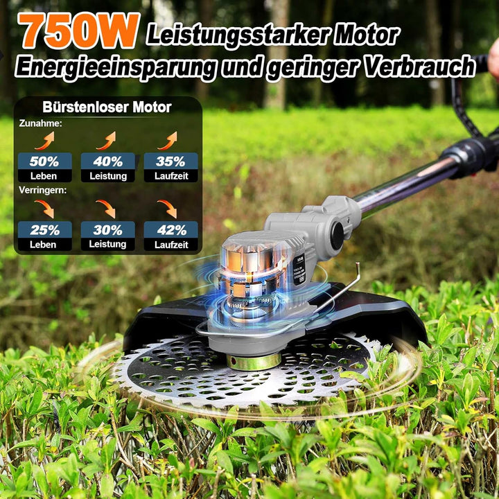 Rasentrimmer Mit Akku 21V,Akku Rasentrimmer für Makita-Akkus,Akku Freischneider mit 2 * 4.0Ah Akkus,