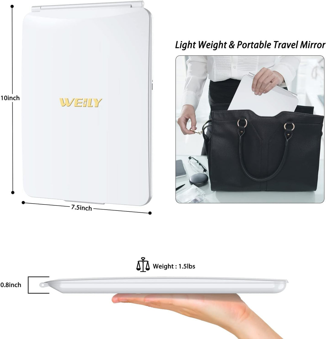 WEILY Schminkspiegel mit Beleuchtung, Kosmetikspiegel DREI Farben Winstellbarer Led Kosmetikspiegel,