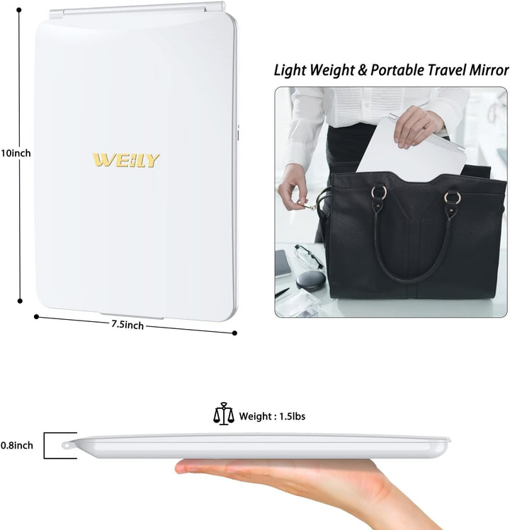WEILY Schminkspiegel mit Beleuchtung, Kosmetikspiegel DREI Farben Winstellbarer Led Kosmetikspiegel,