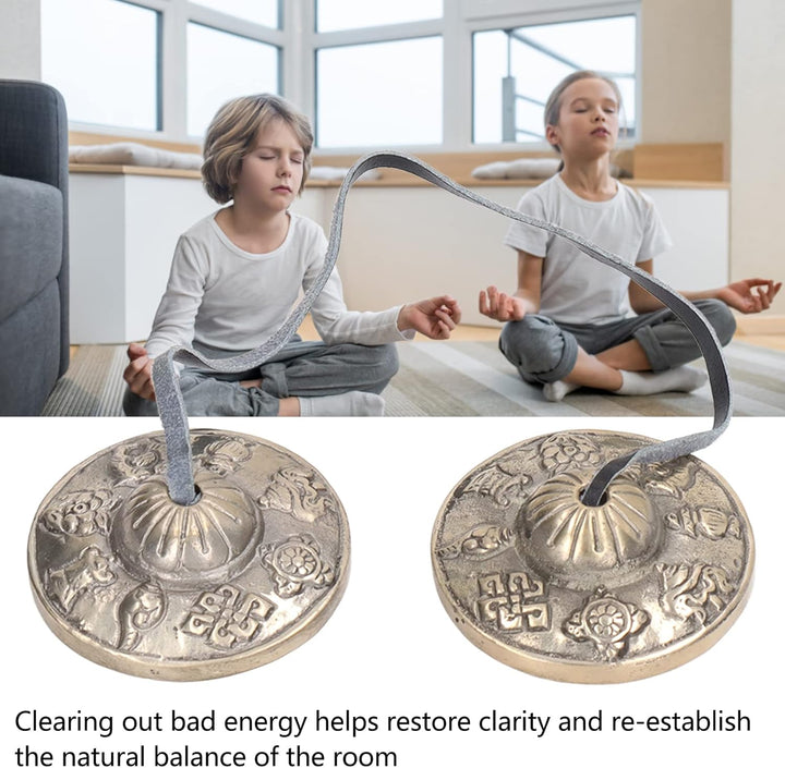 Tyenaza Tibetische Tingsha-Meditationsglocke, Kleines Reines Kupfer-Doppelglockenspiel, Nepalesische