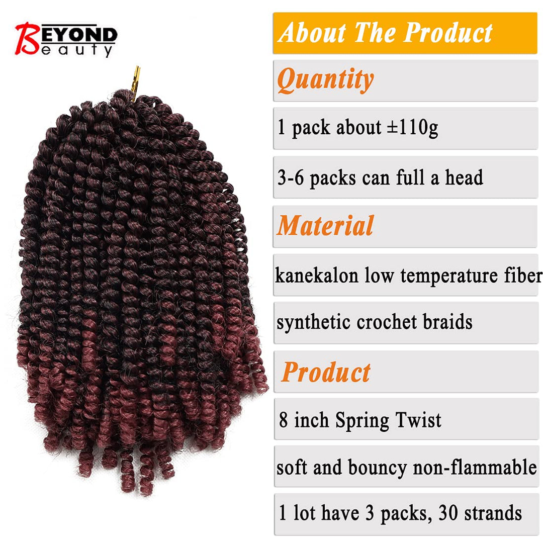 Beyond Beauty 3 Pack Spring Twist Ombre Farben Häkelzöpfe Synthetisches Geflecht Haarverlängerungen