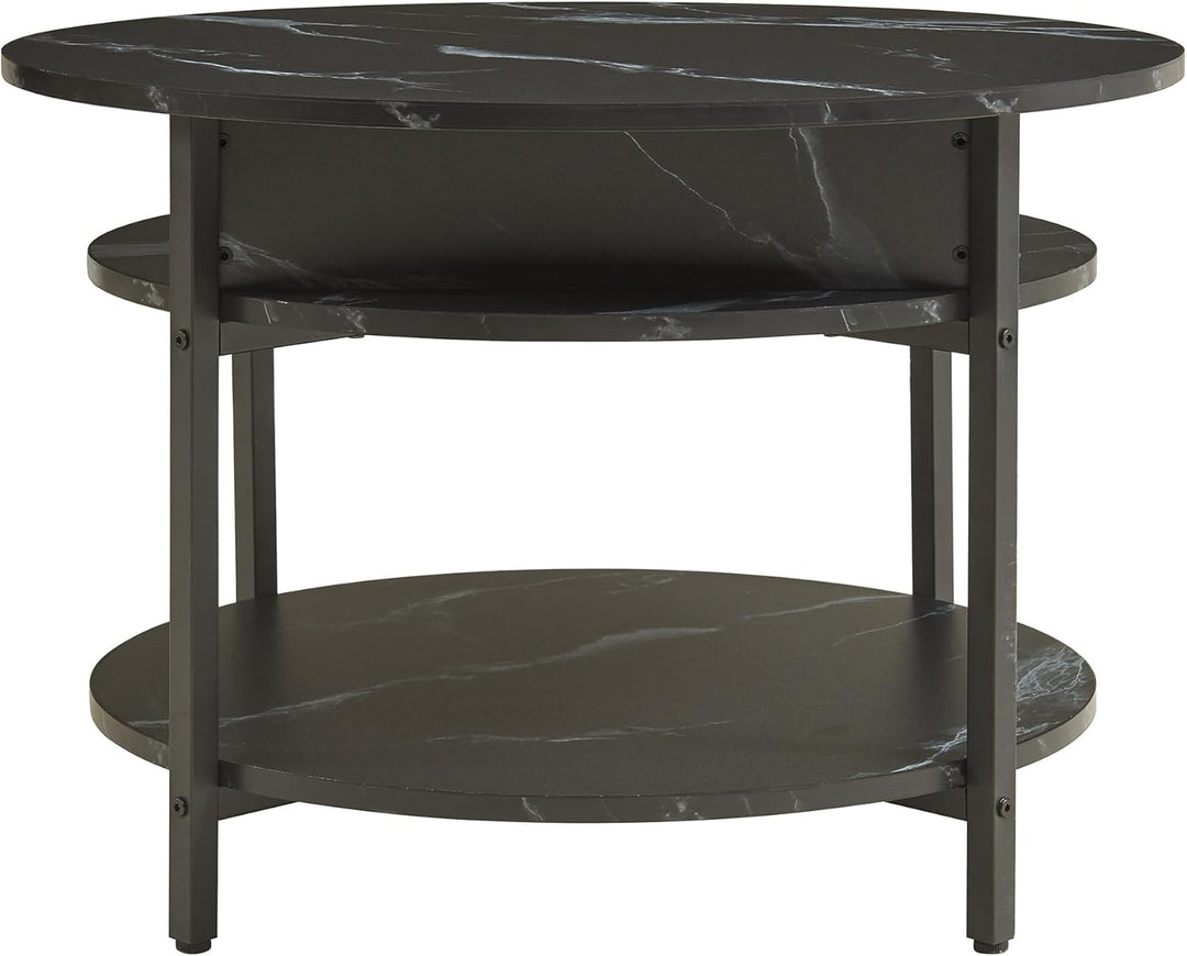 [en.casa] Couchtisch mit Hebeplatte rund Kandas Wohnzimmertisch mit Stauraum Ø70 x 49 cm Kleiner Tis