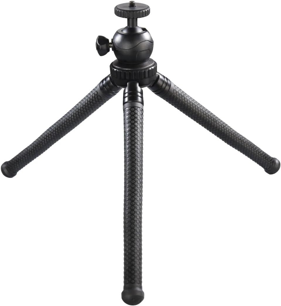 Hama Stativ Flexpro (für Smartphone, GoPro und Kameras, mit Gelenkfüssen, Höhe 27 cm) schwarz, Schwa