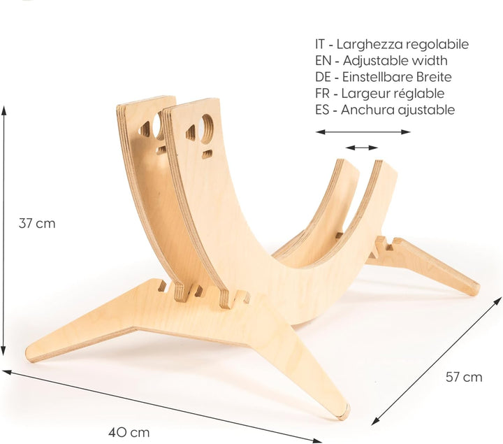 Tori Fahrradträger, verstellbar, freistehend, aus Holz, für Räder mit einer Dicke von 2,7 cm bis 9,6