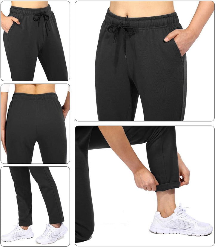 OUGES Jogginghose Damen Sporthose Lang Hose Baumwolle Freizeithose Trainingshose mit Taschen für Fra