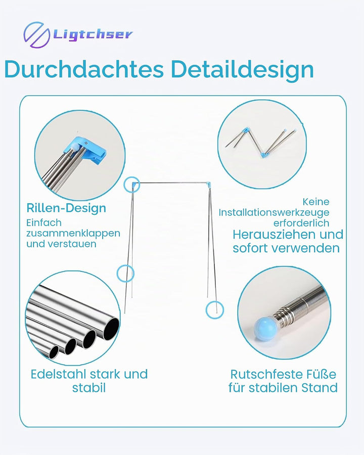 Ligtchser Tragbarer Reise-Kleiderständer, zusammenklappbar, für Tanzen, Reisen, Camping, Trocknen, W
