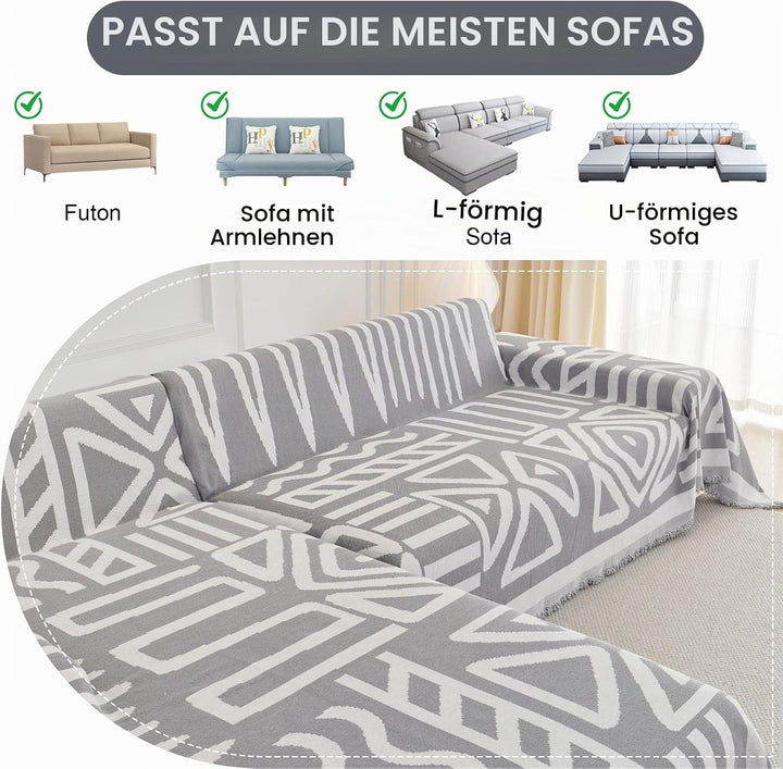 ShowyLive Sofa Überwurfdecke Sofa Überzug 2er Set für Ecksofa L-Form Sofabezug 3 Sitzer+3 Sitzer, Ch