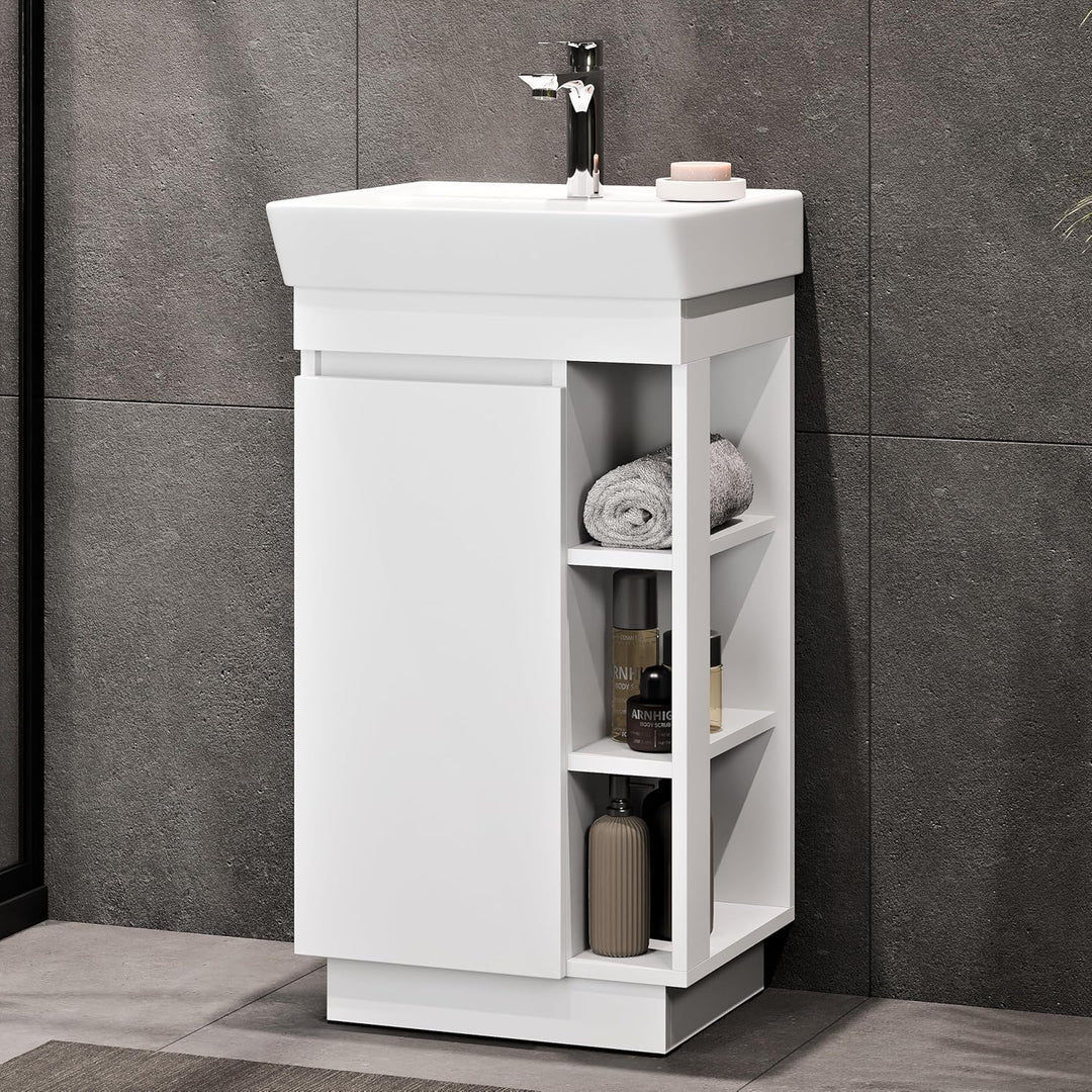 Planetmöbel Nyx Badmöbel Set 2-teilig Waschtisch mit Unterschrank 45 x 85,9 x 42 cm weiss, Waschtisc