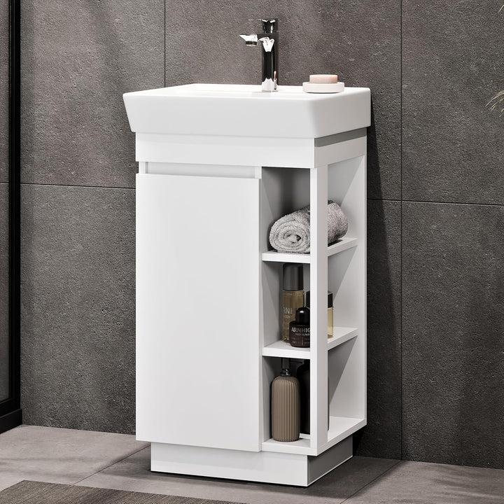Planetmöbel Nyx Badmöbel Set 2-teilig Waschtisch mit Unterschrank 45 x 85,9 x 42 cm weiss, Waschtisc