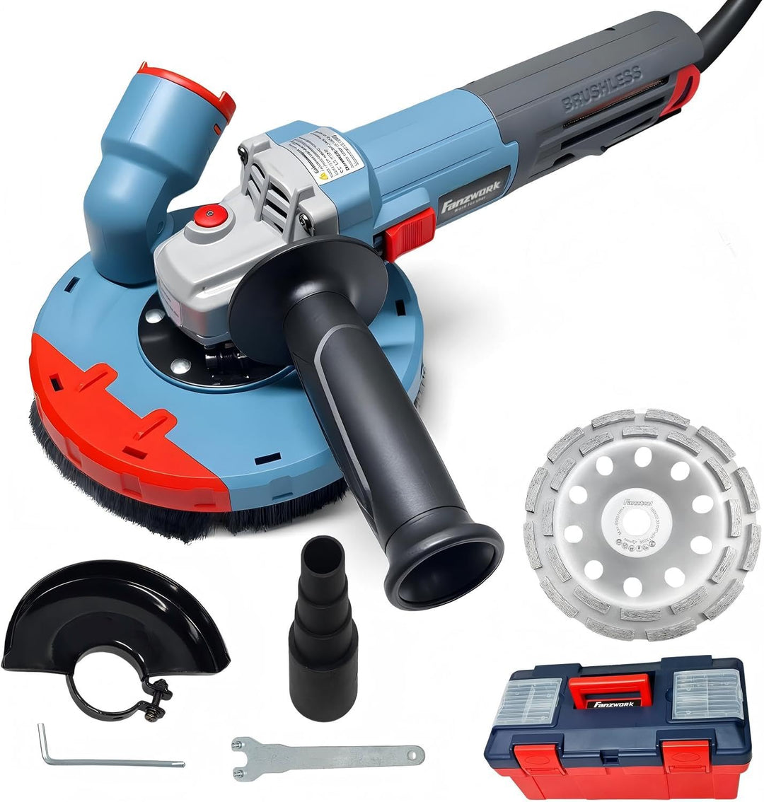 FANZTOOL Betonschleifer Betonfräse Winkelschleifer Absaughaube mit 2100W bürstenlosem EC-Motor (Diam