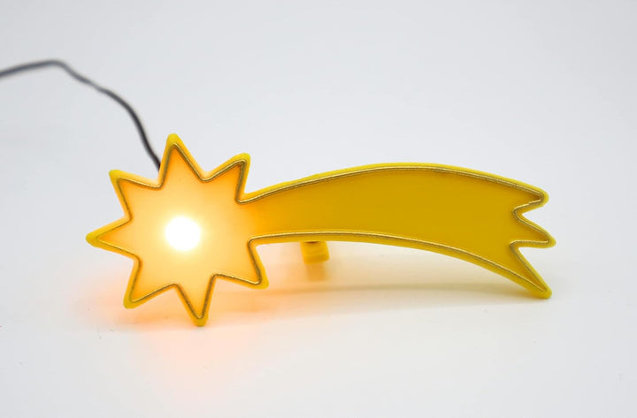 555 Komet - Stern gelb für Krippe mit Beleuchtung - Krippenbeleuchtung - Kunststoff - klare Glühlamp