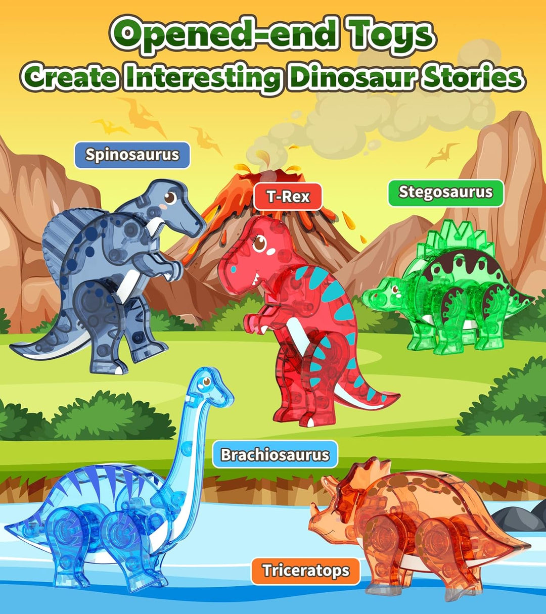 Asago Dinosaurier Magnetische Bausteine, Dinosaurier