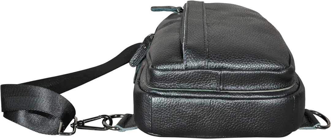 Le’aokuu Herren Echtes Leder Hüfttasche Brusttasche Bauchtsche Crossbody Bag Sling Bag Schultertsche