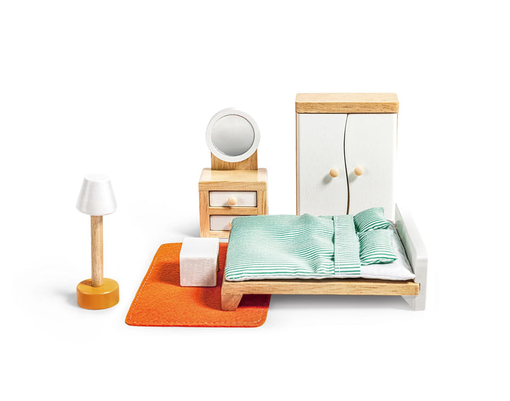 Hape Puppenhaus- Schlafzimmer, geeignet für alle vergleichbaren Puppenhäuser, geeignet ab 3 Jahren,