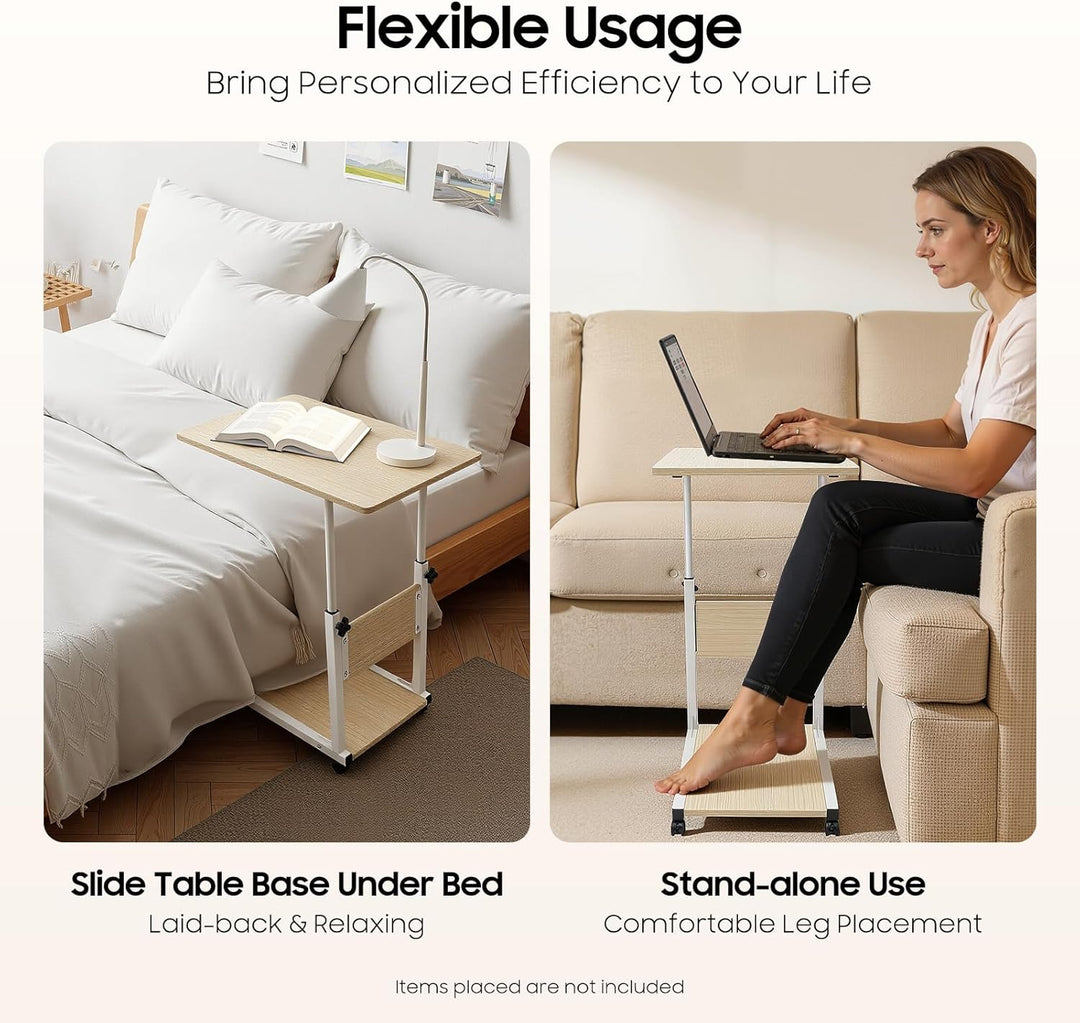 SanBouSi 2 Ebenen Pflegetisch Beistelltisch Couchtisch Sofatisch mit Rollen Mobiler Kaffeetisch Höhe