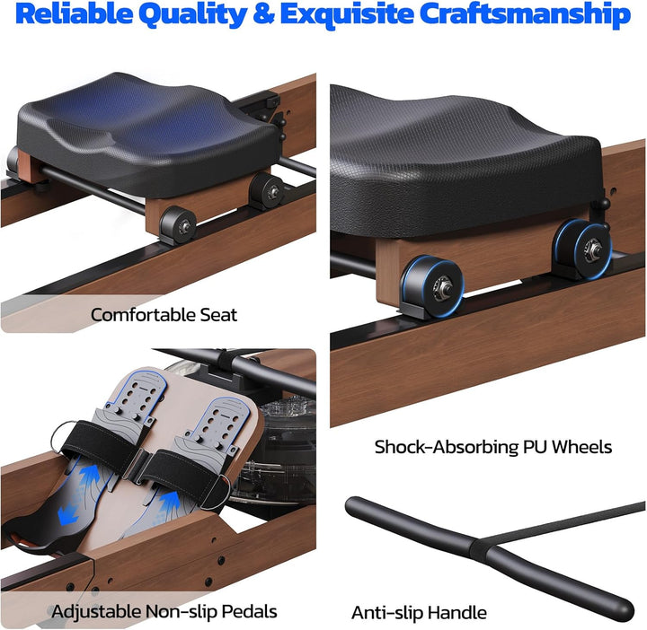 Dripex Faltbares Wasser-Rudergerät für Zuhause aus Massivholz| mit LCD-Display & Bluetooth App | Erg